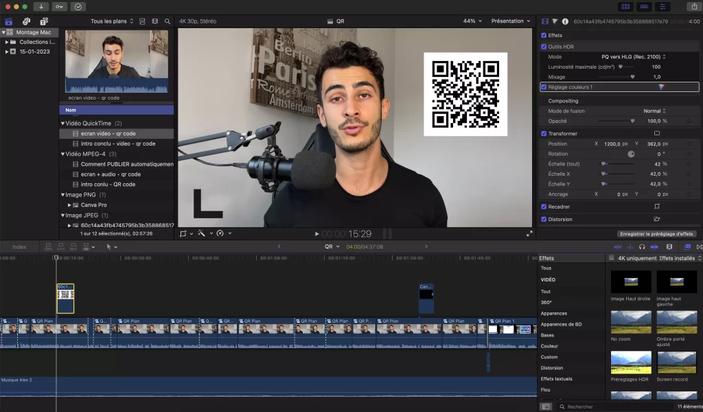 Capture d'écran de Final cut Pro